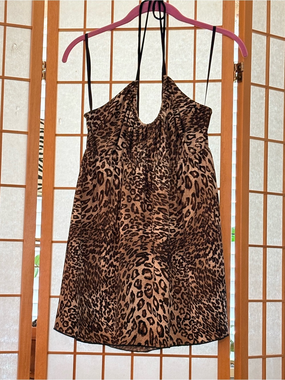 BCX Leopard Print Halter Cami in Brown and Black Large
